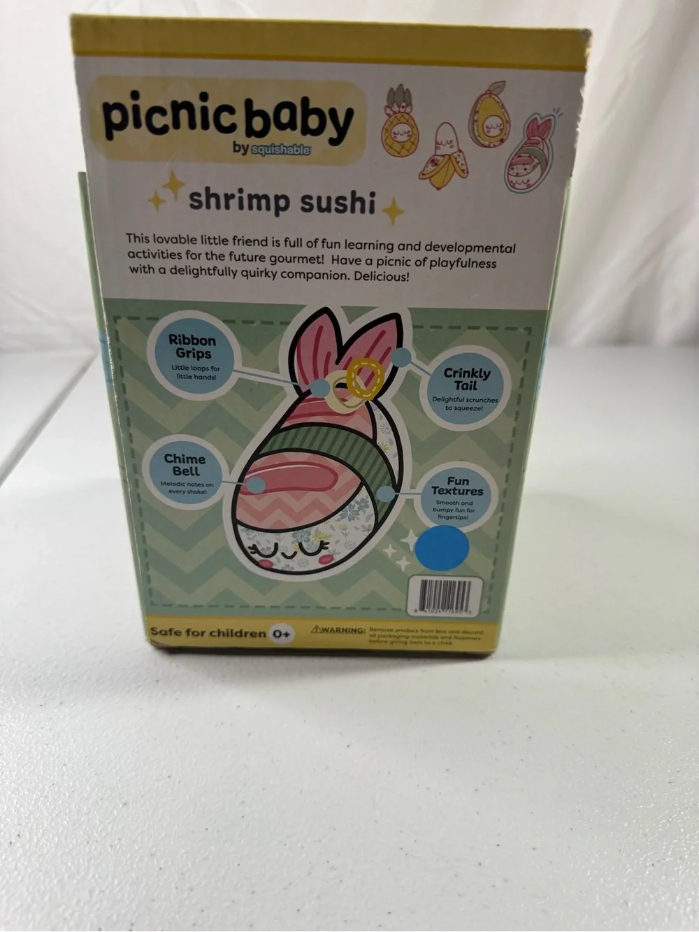 Picnic Baby Shrimp Sushi Plush Toy - Pink & Green by
